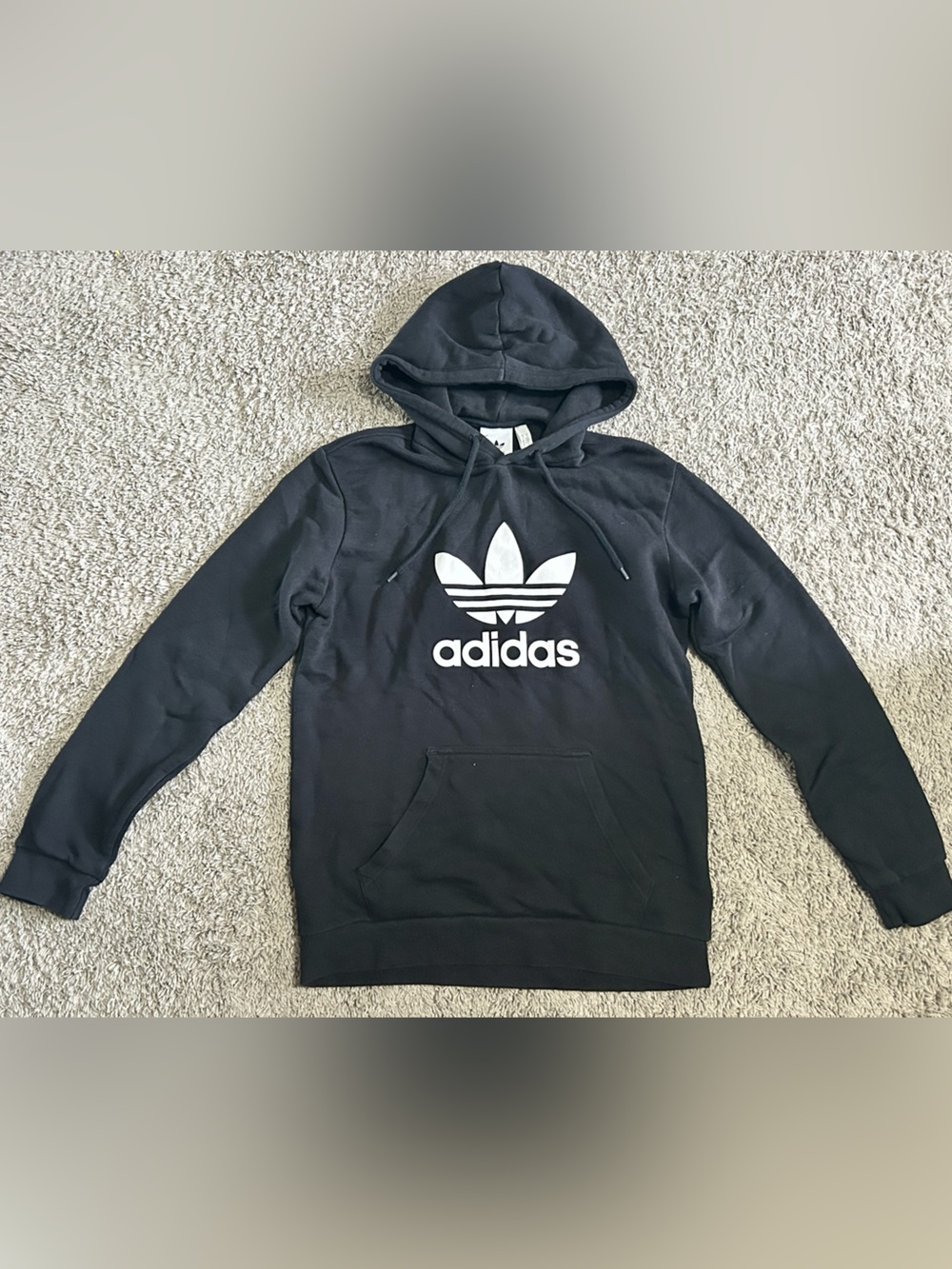 adidas Black Hoodie with White Trefoil Logo